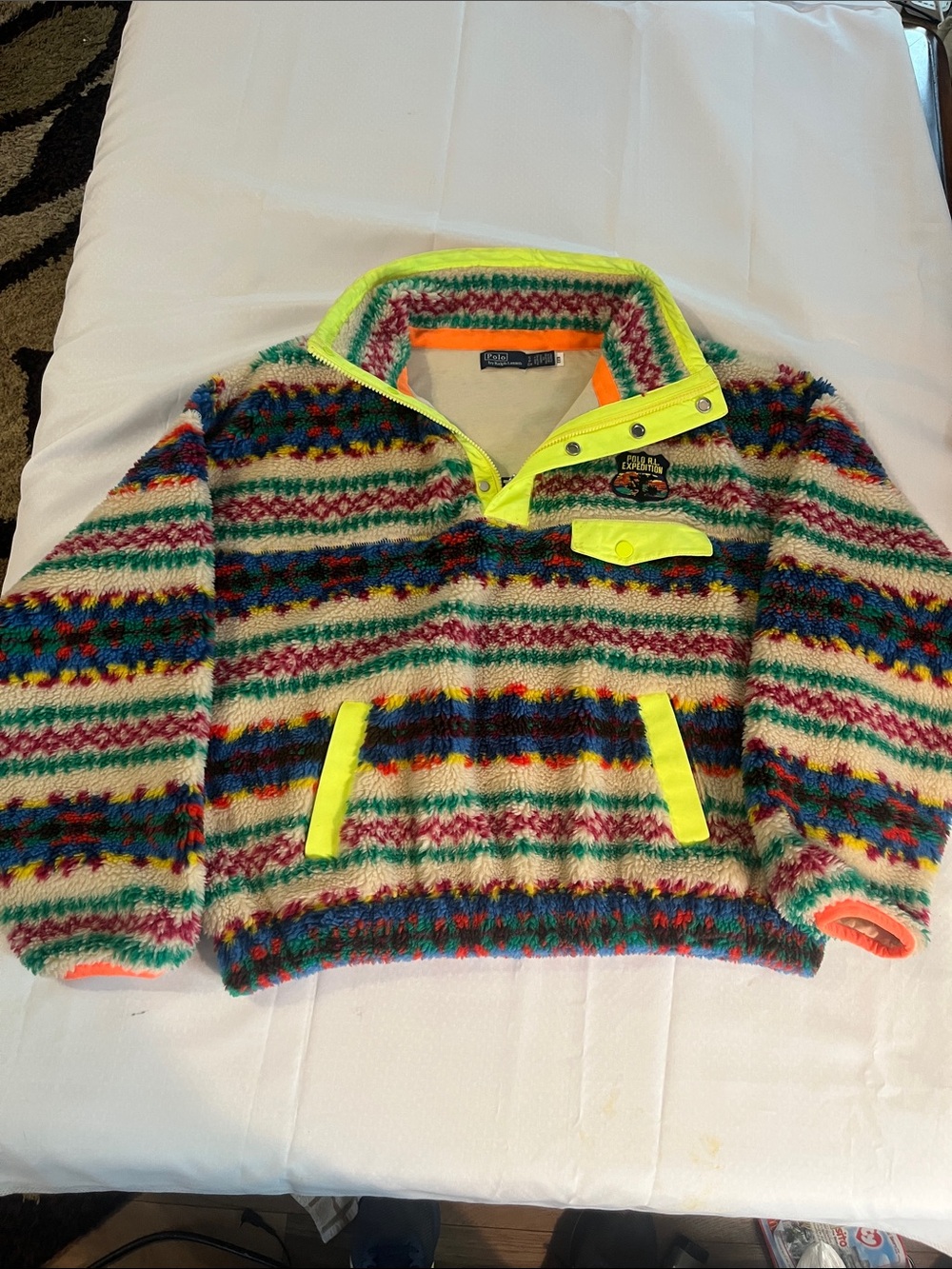 Polo by Ralph Lauren Neon-Trim Striped Multi-Color Unisex SP Fleece Pullover